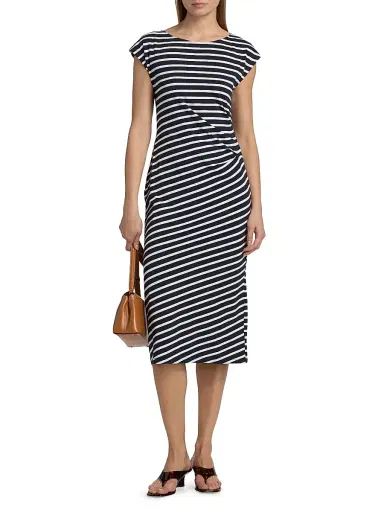 AG Jeans Women's Aja Striped Cotton-Blend Midi-T-Shirt Dress - Pacific Navy Powder - Size XS | Thumbnail 3 AG Jeans Women's Aja Striped Cotton-Blend Midi-T-Shirt Dress - Pacific Navy Powder - Size XS | Thumbnail 3