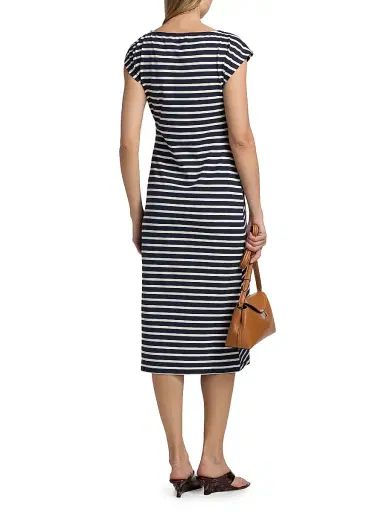 AG Jeans Women's Aja Striped Cotton-Blend Midi-T-Shirt Dress - Pacific Navy Powder - Size XS | Thumbnail 5 AG Jeans Women's Aja Striped Cotton-Blend Midi-T-Shirt Dress - Pacific Navy Powder - Size XS | Thumbnail 5