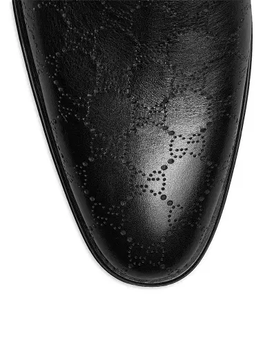 Gucci Men's Iggy GG Monogram Leather Chelsea Boots - Black | Thumbnail 4 Gucci Men's Iggy GG Monogram Leather Chelsea Boots - Black | Thumbnail 4