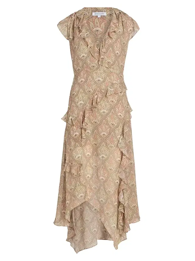 Veronica Beard Women's Avenel Paisley Cap-Sleeve Dress - Stone Khaki Multi