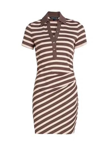 Veronica Beard Women's Lanier Striped Polo Minidress - Brown Stripe | Thumbnail 1 Veronica Beard Women's Lanier Striped Polo Minidress - Brown Stripe | Thumbnail 1