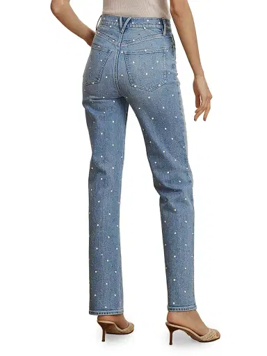 Veronica Beard Women's Dylan Embellished High-Rise Straight-Leg Jeans | Thumbnail 5 Veronica Beard Women's Dylan Embellished High-Rise Straight-Leg Jeans | Thumbnail 5