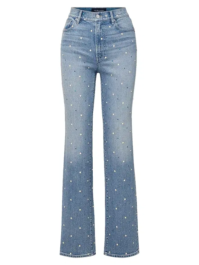 Veronica Beard Women's Dylan Embellished High-Rise Straight-Leg Jeans - Amethyst Frost