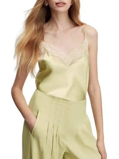 Veronica Beard Women's Johanan Lace-Trimmed Silk-Blend Top - Pistachio | Thumbnail 3 Veronica Beard Women's Johanan Lace-Trimmed Silk-Blend Top - Pistachio | Thumbnail 3
