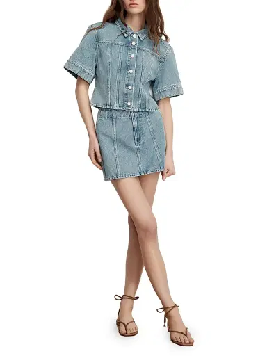 Veronica Beard Women's Marquita Denim Miniskirt - Silver Dust | Thumbnail 2 Veronica Beard Women's Marquita Denim Miniskirt - Silver Dust | Thumbnail 2