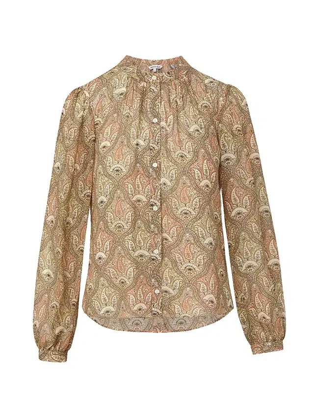 Veronica Beard Women's Ashlynn Paisley Silk Top - Stone Khaki Multi