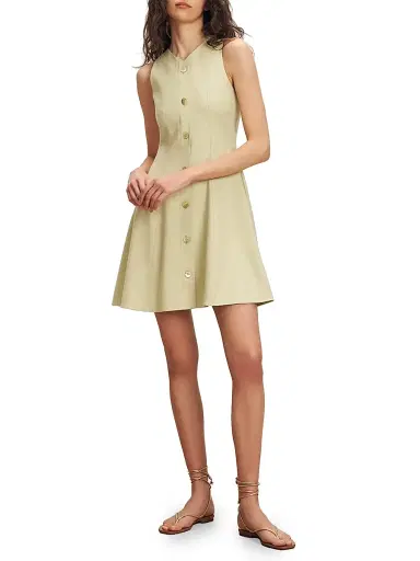 Veronica Beard Women's Steiner Button-Front Minidress - Pistachio | Thumbnail 2 Veronica Beard Women's Steiner Button-Front Minidress - Pistachio | Thumbnail 2