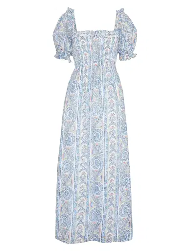 Hill House Home Women's The Scarlett Midi Nap Dress - Blue Corsica Paisley | Thumbnail 1 Hill House Home Women's The Scarlett Midi Nap Dress - Blue Corsica Paisley | Thumbnail 1
