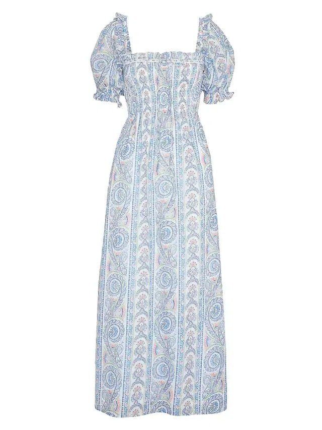 Hill House Home Women's The Scarlett Midi Nap Dress - Blue Corsica Paisley