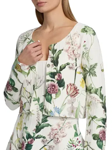 Cara Cara Women's Rose Floral Seamed Cardigan - Bloomsfield Ivory - Size Medium | Thumbnail 6 Cara Cara Women's Rose Floral Seamed Cardigan - Bloomsfield Ivory - Size Medium | Thumbnail 6