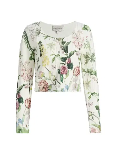 Cara Cara Women's Rose Floral Seamed Cardigan - Bloomsfield Ivory - Size Medium | Thumbnail 1 Cara Cara Women's Rose Floral Seamed Cardigan - Bloomsfield Ivory - Size Medium | Thumbnail 1