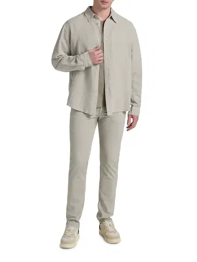 FRAME Men's Classic Long-Sleeve Snap-Front Shirt - Light Stone | Thumbnail 2