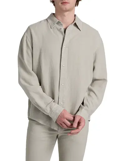 FRAME Men's Classic Long-Sleeve Snap-Front Shirt - Light Stone | Thumbnail 3