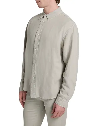 FRAME Men's Classic Long-Sleeve Snap-Front Shirt - Light Stone | Thumbnail 4