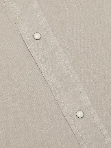 FRAME Men's Classic Long-Sleeve Snap-Front Shirt - Light Stone | Thumbnail 7