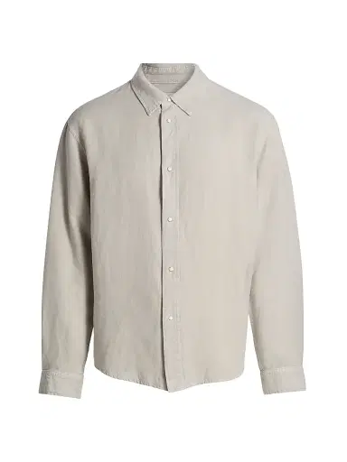 FRAME Men's Classic Long-Sleeve Snap-Front Shirt - Light Stone | Thumbnail 1