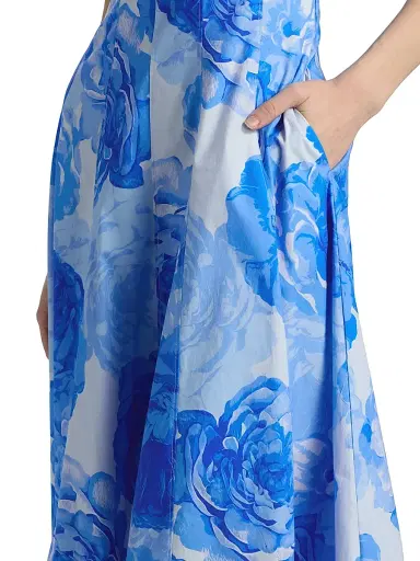 Milly Women's Nia Printed Stretch Cotton Poplin Midi-Dress - Blue Multi | Thumbnail 6