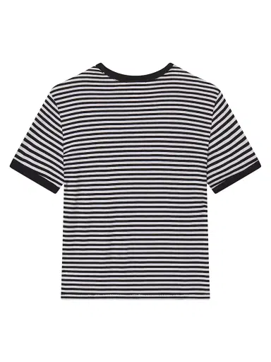 Frame Women's The Ringer Baby Striped Supima Cotton T-Shirt - Black Multi | Thumbnail 2 Frame Women's The Ringer Baby Striped Supima Cotton T-Shirt - Black Multi | Thumbnail 2