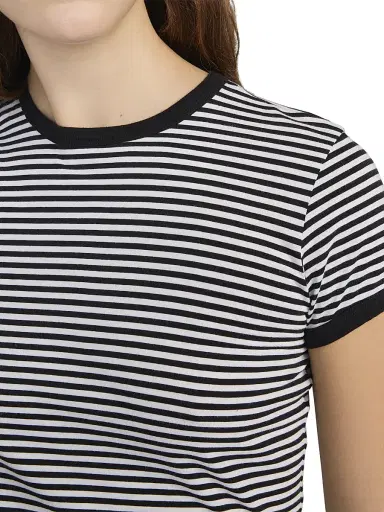 Frame Women's The Ringer Baby Striped Supima Cotton T-Shirt - Black Multi | Thumbnail 6 Frame Women's The Ringer Baby Striped Supima Cotton T-Shirt - Black Multi | Thumbnail 6