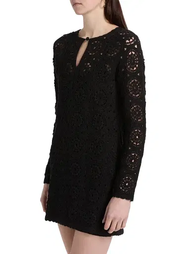 Frame Women's Crochet Cotton Sheath Minidress - Black - Size Large | Thumbnail 4 Frame Women's Crochet Cotton Sheath Minidress - Black - Size Large | Thumbnail 4