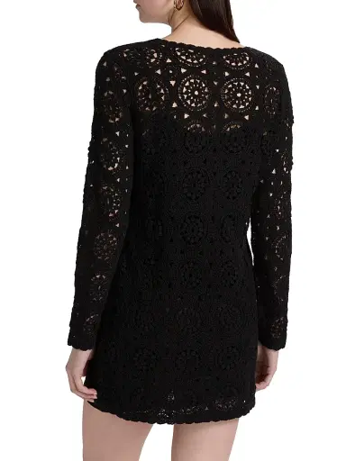 Frame Women's Crochet Cotton Sheath Minidress - Black - Size Large | Thumbnail 5 Frame Women's Crochet Cotton Sheath Minidress - Black - Size Large | Thumbnail 5