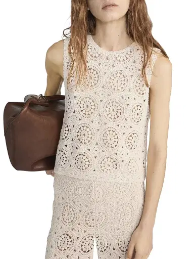 Frame Women's The Crochet Tank Top - Cream - Size Medium | Thumbnail 4
