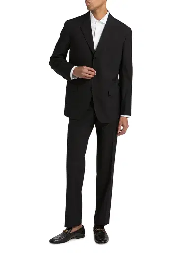 Sartorio Napoli Men's Wool Single-Breasted Suit - Black - Size 46 | Thumbnail 2