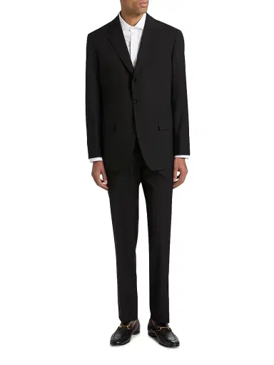 Sartorio Napoli Men's Wool Single-Breasted Suit - Black - Size 46 | Thumbnail 3