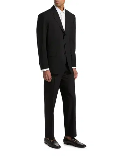 Sartorio Napoli Men's Wool Single-Breasted Suit - Black - Size 46 | Thumbnail 4