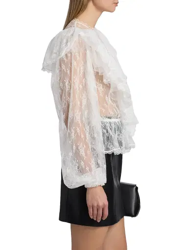 Ronny Kobo Women's Talia Ruffled Sheer Lace Blouse - Ivory - Size XL | Thumbnail 4