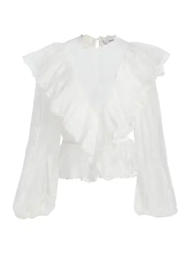 Ronny Kobo Women's Talia Ruffled Sheer Lace Blouse - Ivory - Size XL | Thumbnail 1