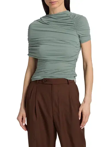 Ronny Kobo Women's Vega Ruched Jersey Top - Green - Size XL | Thumbnail 3 Ronny Kobo Women's Vega Ruched Jersey Top - Green - Size XL | Thumbnail 3