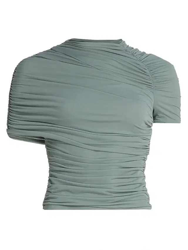 Ronny Kobo Women's Vega Ruched Jersey Top - Green