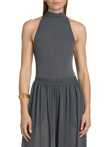 Ronny Kobo Women's Spen Sleeveless Jersey Bodysuit - Charcoal - Size Large | Thumbnail 3