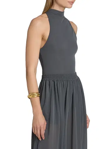 Ronny Kobo Women's Spen Sleeveless Jersey Bodysuit - Charcoal - Size Large | Thumbnail 4