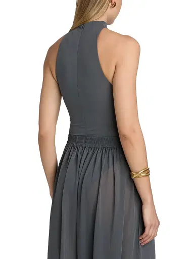 Ronny Kobo Women's Spen Sleeveless Jersey Bodysuit - Charcoal - Size Large | Thumbnail 5