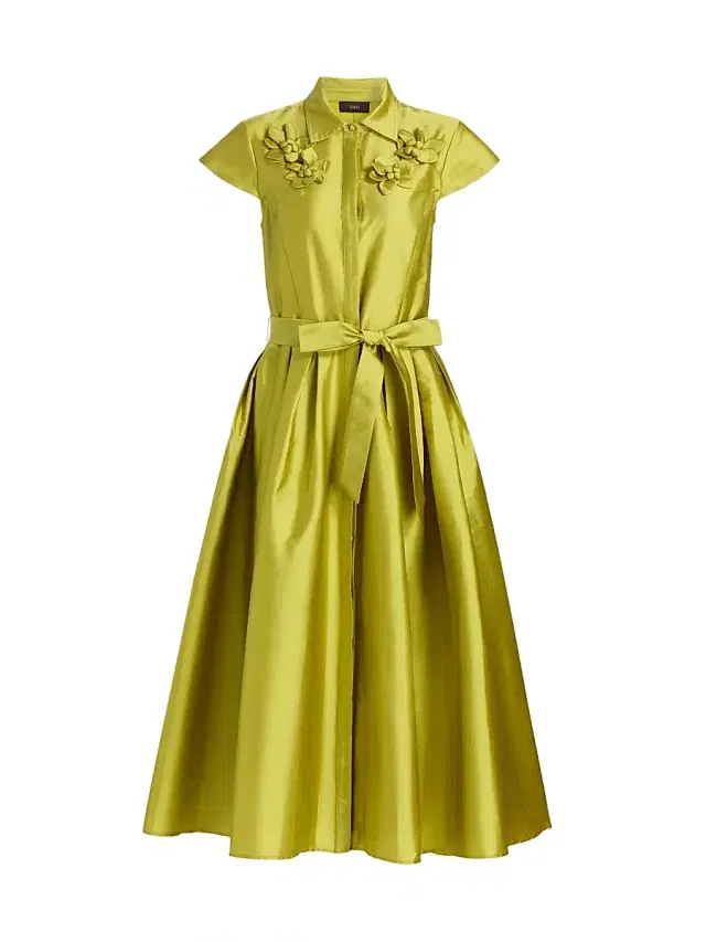 Theia Women's Vada Taffeta Cocktail Shirtdress - Peridot