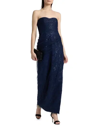 THEIA Women's Mal Beaded Lace Strapless Gown | Thumbnail 2