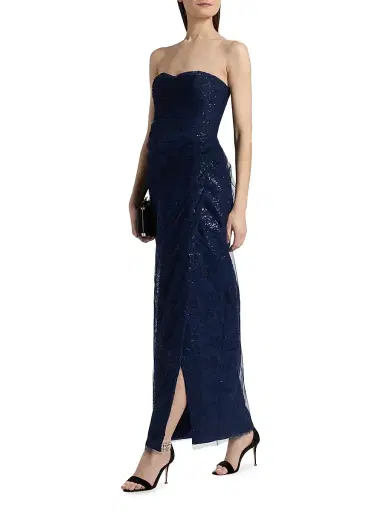 THEIA Women's Mal Beaded Lace Strapless Gown | Thumbnail 4
