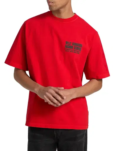Willy Chavarria Men's Fashion Service Crewneck T-Shirt - Red Hot - Size Small | Thumbnail 3 Willy Chavarria Men's Fashion Service Crewneck T-Shirt - Red Hot - Size Small | Thumbnail 3