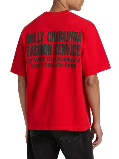 Willy Chavarria Men's Fashion Service Crewneck T-Shirt - Red Hot - Size Small | Thumbnail 5 Willy Chavarria Men's Fashion Service Crewneck T-Shirt - Red Hot - Size Small | Thumbnail 5