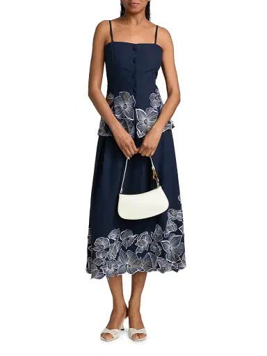 Toccin Women's Eve Floral Cotton Tank - Deep Indigo | Thumbnail 2