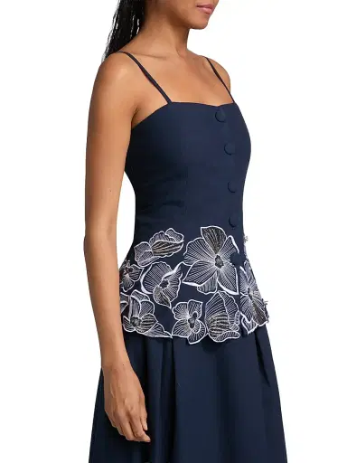 Toccin Women's Eve Floral Cotton Tank - Deep Indigo | Thumbnail 4