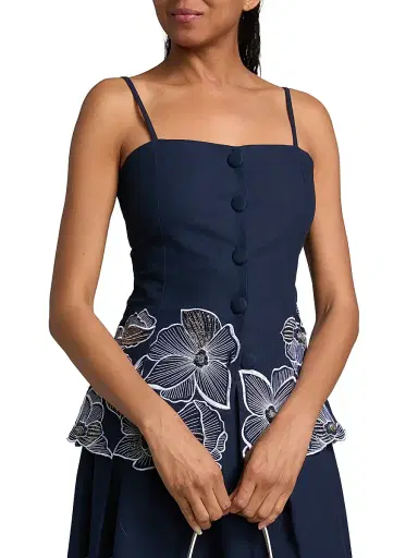 Toccin Women's Eve Floral Cotton Tank - Deep Indigo | Thumbnail 6