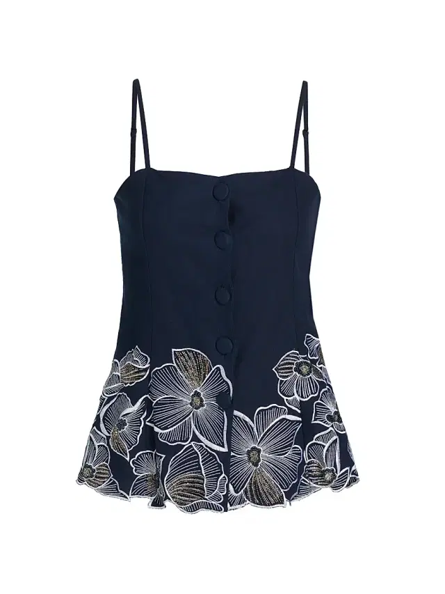 Toccin Women's Eve Floral Cotton Tank - Deep Indigo