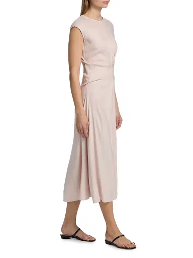 Proenza Schouler White Label Women's Miranda Linen-Blend Midi-Dress | Thumbnail 2 Proenza Schouler White Label Women's Miranda Linen-Blend Midi-Dress | Thumbnail 2