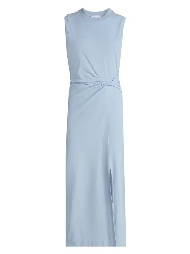 Tanya Taylor Women's Cody Side Twist Linen-Blend Midi-Dress - Powder Blue