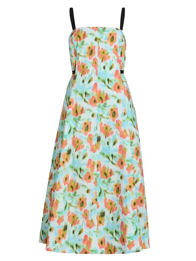 Tanya Taylor Women's Tavia Floral Cotton Poplin Midi-Dress - Powder Blue Multi