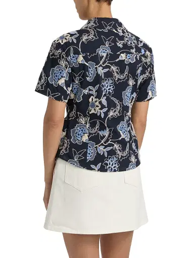 TANYA TAYLOR Women's Oakley Embroidered Twist-Front Shirt | Thumbnail 5 TANYA TAYLOR Women's Oakley Embroidered Twist-Front Shirt | Thumbnail 5