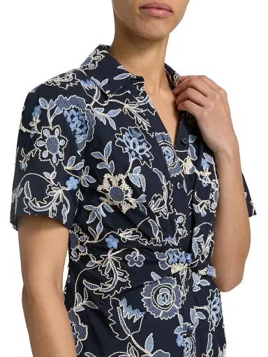 TANYA TAYLOR Women's Oakley Embroidered Twist-Front Shirt | Thumbnail 6 TANYA TAYLOR Women's Oakley Embroidered Twist-Front Shirt | Thumbnail 6